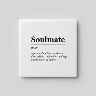 Soulmate Definitie Keramische Tegel – Romantische Liefde Quote in Woordenboekstijl Wanddecoratie – 15 x 15 cm
