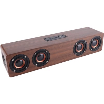 W8C Hoogwaardige Bluetooth-luidspreker van massief hout met LED-klokweergave en FM-functies