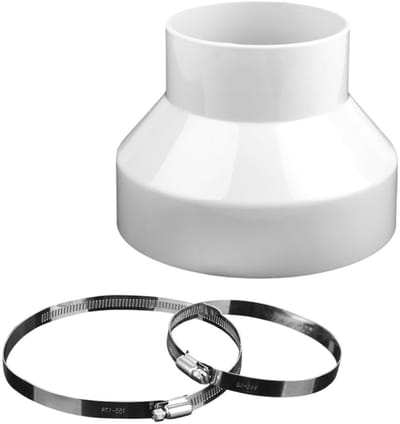EXCITAT Verloopstuk - Uitlaatslangadapter - 150 mm naar 100 mm - Ronde buisadapter - Met 2 slangklemmen van roestvrij staal - Voor ventilatiesystemen，Ventilatie Ronde buis