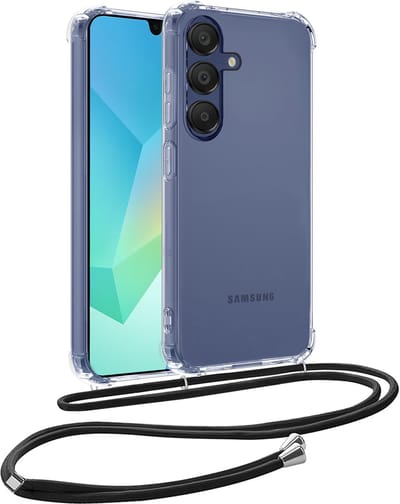 Hoesje - Geschikt voor Samsung Galaxy A16 - Met Koord - Shock Proof - Siliconen Case - Telefoonkoord - Back Cover - Telefoon Hoes Shockproof - Telefoonketting - Telefoonhoes - Transparant