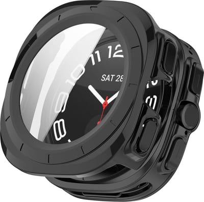 By Qubix - Hard case met screen protector (waterdicht) - Zwart - Geschikt voor Samsung Galaxy Watch Ultra / Ultra 2 - 47mm