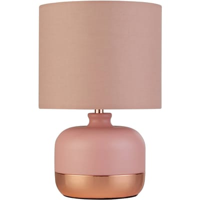 Searchlight Tafellamp Tamsin, roze, metaal/textiel, hoogte 27 cm, E14