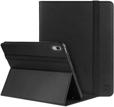 Rosso Element Hoes Geschikt voor Apple iPad Mini 6 / 7 | Book Case | Volledige bescherming | Elastische band | Sleep/Wake functie | Met Penhouder | Verstelbare standaard | Zwart