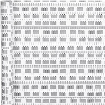 Inpakpapier, badhuis, B: 70 cm, 80 gr, zwart, wit, 4 m/ 1 rol