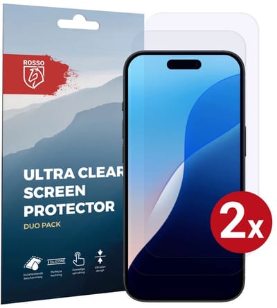 Rosso Screen Protector Geschikt voor Apple iPhone 16 | Ultra Clear Duo Pack | TPU Folie | Case Friendly Beschermfolie | 2 Stuks