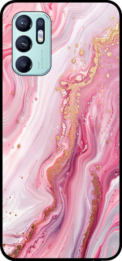 Smartphonica Telefoonhoesje Geschikt voor Oppo Reno6 4G met marmer opdruk - TPU backcover case marble design - Roze geschikt voor Oppo Reno6 4G