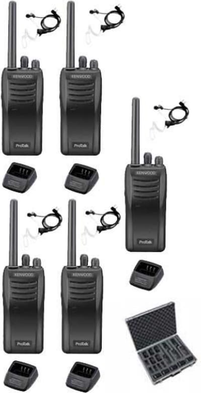 Set van 5 stuks Kenwood TK-3501 met koffer, beveiliging oortje en laders