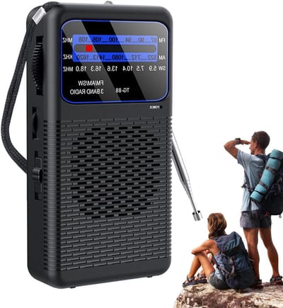 Draagbare AM FM Radio - Compacte Ontvanger - Reizen en Wandelen - Geïntegreerde LED Lamp
