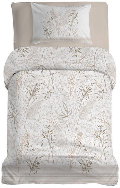 LINNICK Dekbedovertrek Katoen Renforcé Betina - Stone - Dekbedovertrek 140x200/220cm - 100% Katoen - Eenpersoons - Dekbedovertrekken - Botanisch Dekbedovertrek