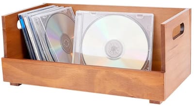 Dailygoods- CD Opslaghouder Hout - Opbergdoos - DVD's - Muziek - Handgrepen - Praktische Afmetingen 33,5x15,7x14,3 cm