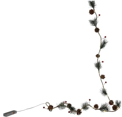 Svenska Living guirlande kerst decoratie red berry pineleaf 20LED 180cm.