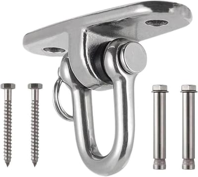 Schommelhaken Set - Hangmatstoelhaken Ophangbeugels - Veilig Schommelen - 360 Graden Rotatie - 5.6-9.5 cm - Zilver