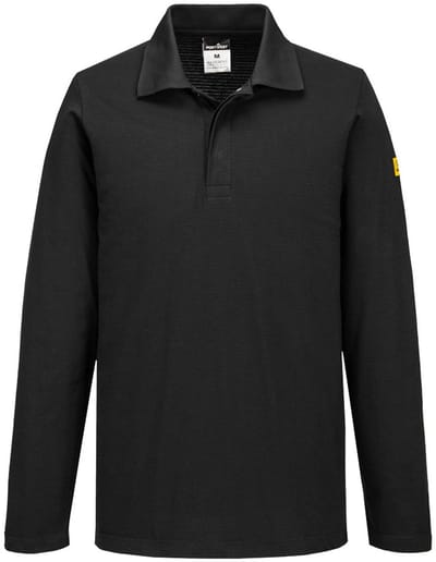 Portwest Anti-statische ESD Polo Lange Mouw AS23 - Zwart - 4XL