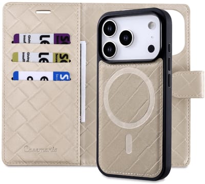 CaseMania - Bookcase 2-in-1 - Woven - MagSafe - iPhone 17 Pro - Goud