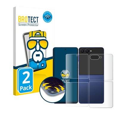 BROTECT - Screenprotector voor Samsung Galaxy Z Flip 7 (Voor+Achter) - Folie Beschermfolie transparant volledig dekking - 2 Stuks