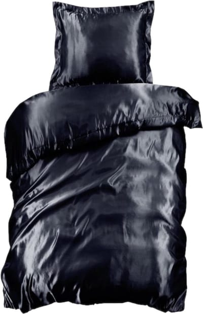 Beauty Silk Dekbedovertrek - 140x200/220 - Glans Satijn - Zwart