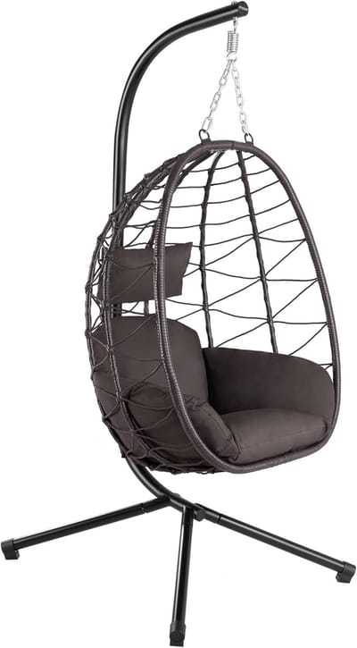 Egg Hangstoel - Hangstoel met Standaard - Chair voor Binnen en Buiten - Zitcomfort