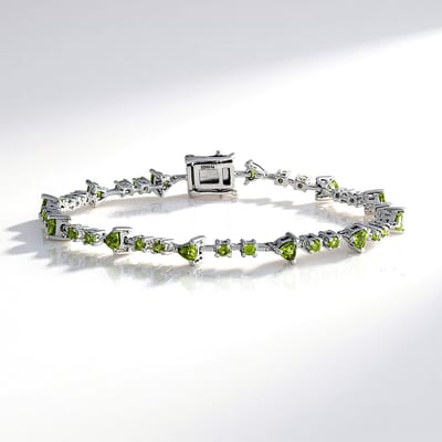 Cavill - Zilveren Armband 925 Sterling Zilver Verguld - Vesuvianiet 3,315 ct - Trilliant en Ronde Slijpsel - Elegante Damesarmband met Gespsluiting