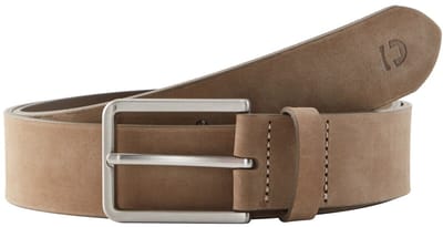 Tom Tailor Denim - Lederen riem met vierkante gesp - Maat 115 - beige