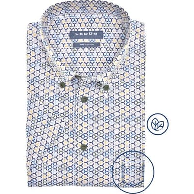 Ledûb Overhemd Retro Revival Fashion Blauw-Geel / male