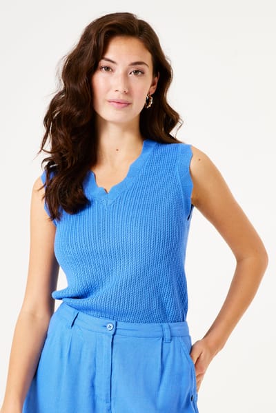 GARCIA Dames Effen Trui Blauw Sleeveless