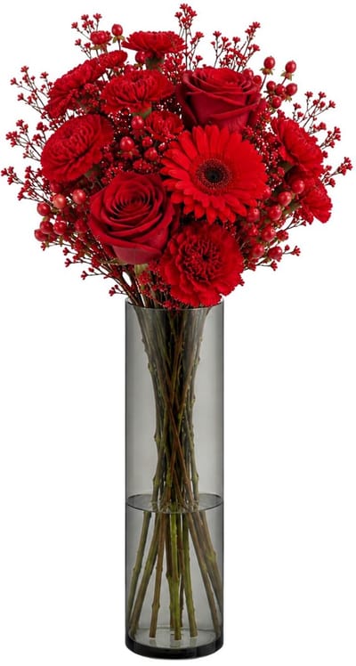 Giftdecor Bloemenvaas - smoke acrylglas - D12 x H35 cm - cilinder - boeketvaas - 4 liter