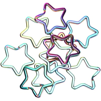 10pcs Porte-clés Colorés en Forme de Pentacle Fer Pendentif Chaîne de Clés DIY Bijoux Fournitures pour Sac à Main white