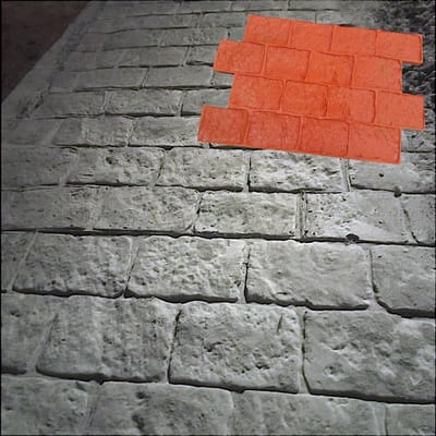 Cake Mould Made of Concrete Imitation Rustic Pavers 64 x 41 cm Printed (Set of 2 Half Bowls + 1 Flexible)