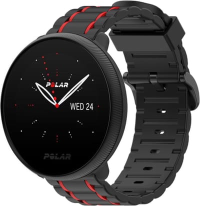 Strap-it Siliconen sport gesp bandje - geschikt voor Polar Ignite / Ignite 2 / Ignite 3 / Unite / Pacer - zwart/rood