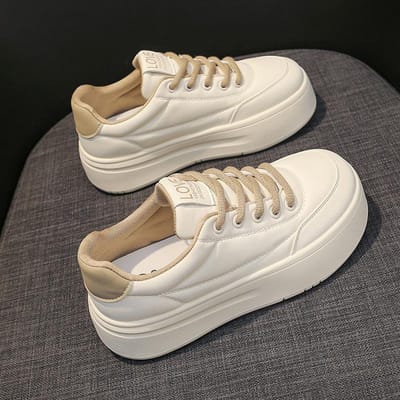 Echte leren platformschoenen, witte damesschoenen, lente, nieuwe schoenen met verhoogde zool, veelzijdige casual schoenen, damessneakers. 37 gray