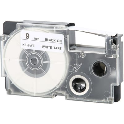 9mm Tape Cartridge voor Casio Label Maker Printer KL-60120170780820 CW L300(Zwart op wit )