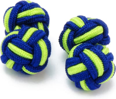Manchetknopen - Zijden Knoop met Groen en Blauw