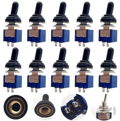 Mini Tuimelschakelaar 2 Posities 10 Stuks met Waterdichte Doppen