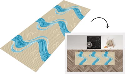 Keukenloper - Loper keuken - Patroon - Berg - Rivier - 150x50 cm - Keukenloper vinyl