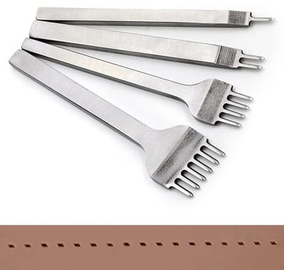BukkitBow - Luxe IJzeren Drevel Set - 4 Delige Roestvrijstalen Perforator Set - 4mm Gaatjesmaker voor Leerbewerking en Handwerk