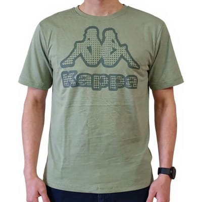 Kappa - Heren - Kappa Big Logo T-Shirt - Groen/Wit/Zwart - Maat M
