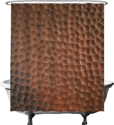 Ulticool Douchegordijn - Industrieel Metaal Koper - 180 x 200 cm - semi Transparant - met 12 Ringen Wit - anti Schimmel - Bruin