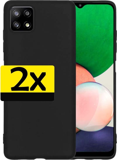 Hoesje - 2 Stuks - Geschikt voor Samsung Galaxy A22 4G - Sterk & Shockproof - Case Siliconen - Back Cover - Telefoon Hoes - Telefoonhoesjes - Zwart