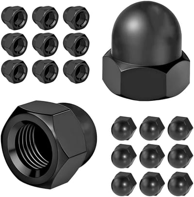 Dailygoods- Dopmoeren 20 Stuks - Zwart Zeskant Hoedmoeren - Hoogwaardig Koolstofstaal - Anti-loslaat Ontwerp - Geschikt voor Schroeven - Eenvoudige Installatie - Moeren