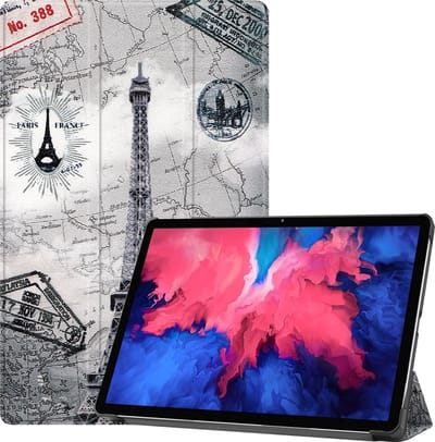 Hoes - Geschikt voor Lenovo Tab P11 Plus - Dun & Stevig - Trifold Bookcase - Hard Cover - Hardcover Book Case - Tablet Hoesje - Eiffeltoren