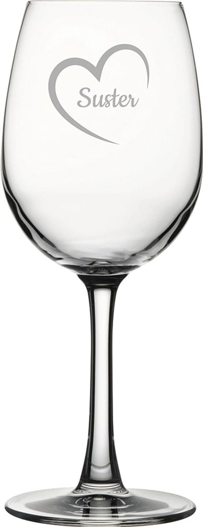 Gegraveerde witte wijnglas 36cl Suster mei hert