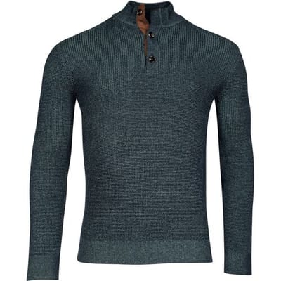 Baileys Trui Button Placket Plated Structure Knit Misty Green / male