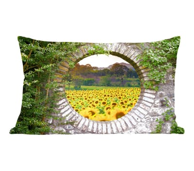 Sierkussens - Kussentjes Woonkamer - 50x30 cm - Doorkijk - Bloemen - Zonnebloem