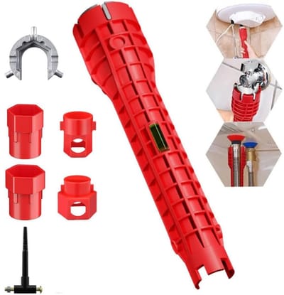 TOVBMUP 14-in-1 gootsteeninstallatiegereedschap - Gootsteensleutelinstallateur - Gootsteenkraaninstallateur - Multifunctionele gootsteensleutel - Kraansleutel - Geschikt voor gootsteen, toilet, wastafel, keukensanitair