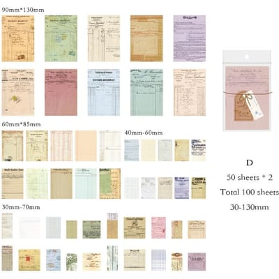 100 stks/pak Vintage Scrapbooking Licht Papier Kit DIY Junk Journal Collage Briefpapier Achtergrond Decor Materialen Papier