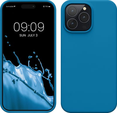 kwmobile telefoonhoesje geschikt voor Apple iPhone 14 Pro Max - Hoesje met siliconen coating - Smartphone case in Caribisch blauw
