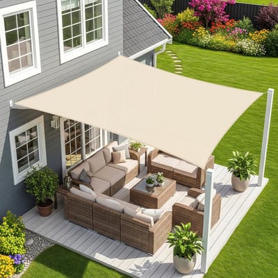 Zonnezeil,Waterdicht Schaduwzeil,Rechthoekig,2.5x3.5 m-Khaki,Zonwering,Waterafstotend,Premium PES Polyester ANT- UV,voor Buiten Luifel,Tuin,Balkon,Terras