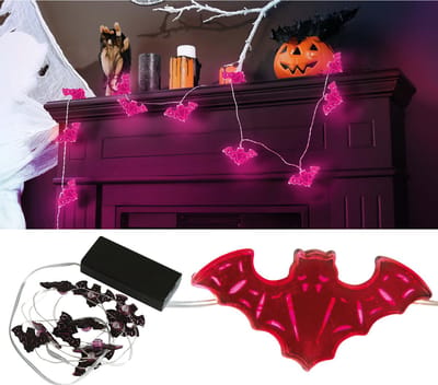 Fiestas Guirca - LED verlichting vleermuizen (115 cm) - Halloween - Halloween Decoratie - Halloween Versiering