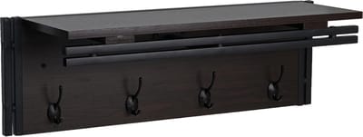 Wandkapstok MCW-A27, kapstokplank, 4 haken 24x75x24cm 3D structuur ~ donkerbruin