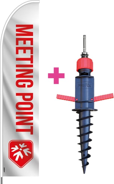 Beachflag - Meeting Point - Vlag + Grondboor + Rotator + Hengelsysteem + Draagtas - Actievlag.nl